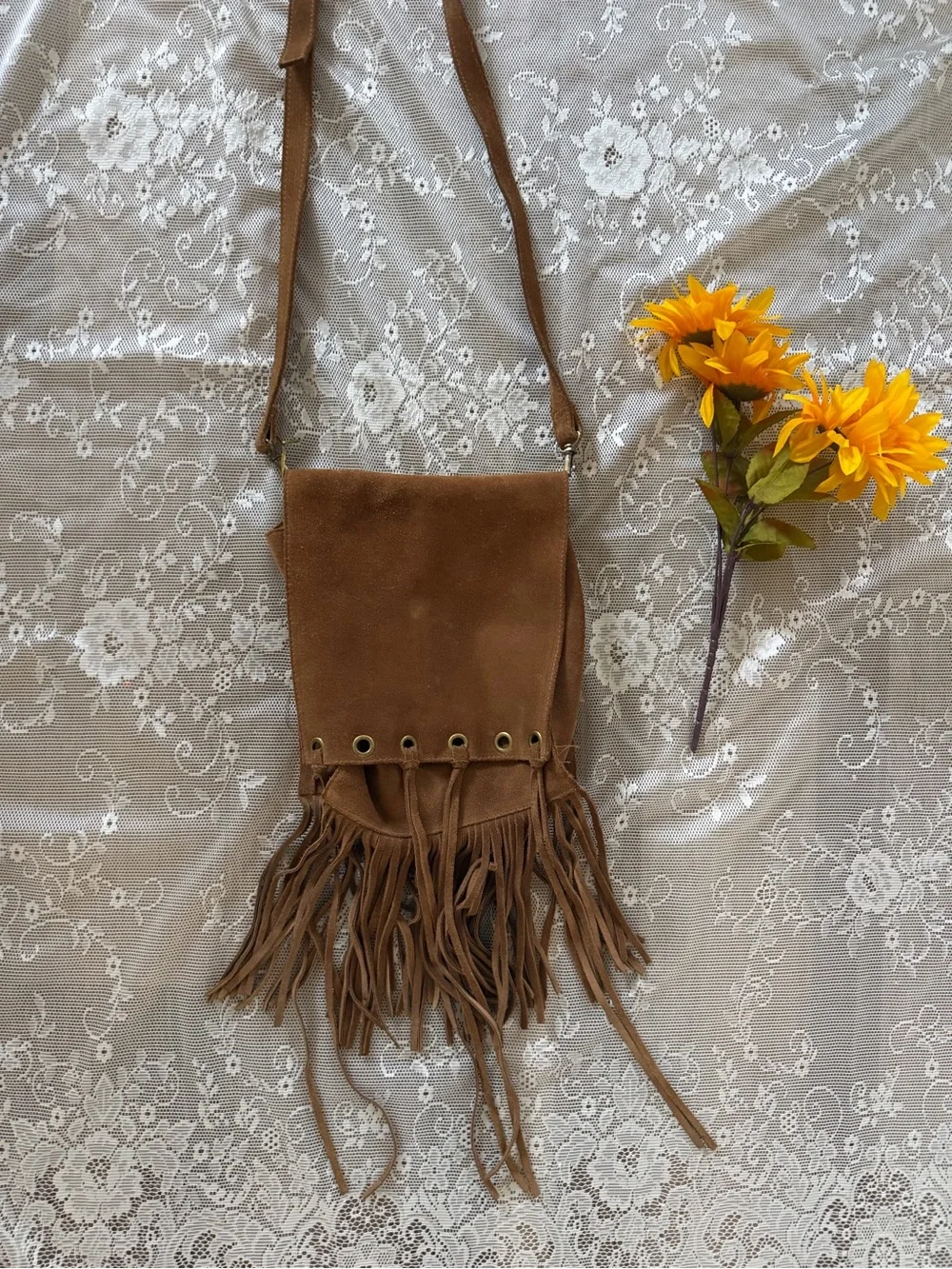 Naturalizer brown Suede leather Fringe Hobo Bag